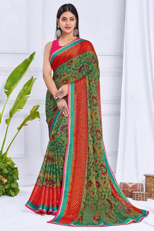 Sea Green Brasso Saree
