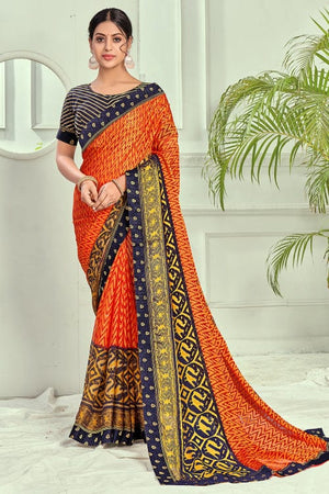 Tangerine Orange Brasso Saree