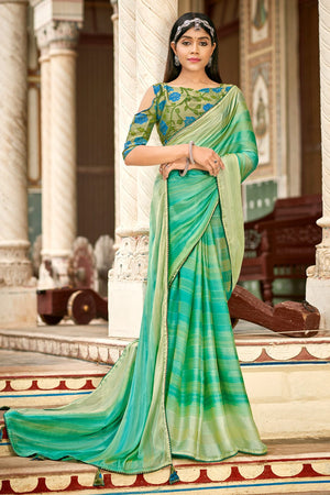 Teal Blue Brasso Saree