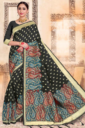 Black Chanderi Saree