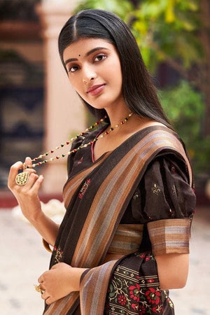 Chanderi Saree Dark Brown Chanderi Saree saree online