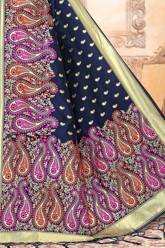 Denim Blue Chanderi Saree