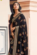 Chanderi Saree Ebony Black Chanderi Saree saree online