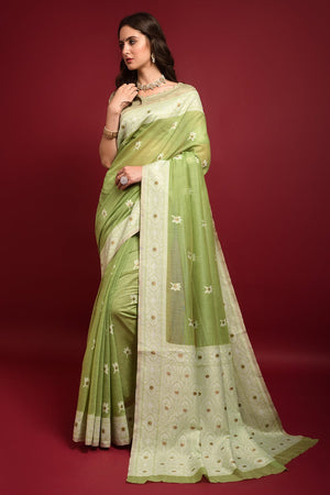Fern Green Chanderi Saree