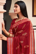 Chanderi Saree Garnet Red Chanderi Saree saree online