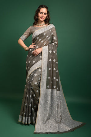 Gray Chanderi Saree