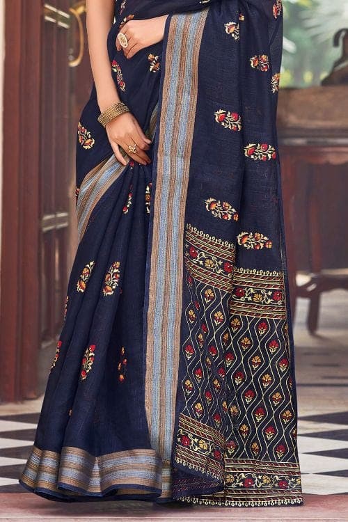 Chanderi Saree Indigo Blue Chanderi Saree saree online