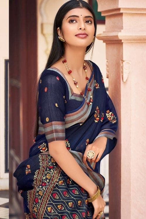 Chanderi Saree Indigo Blue Chanderi Saree saree online