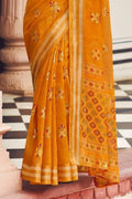 Chanderi Saree Marigold Yellow Chanderi Saree saree online