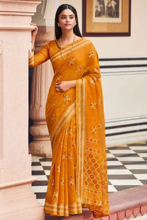 Marigold Yellow Chanderi Saree