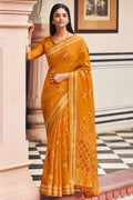 Chanderi Saree Marigold Yellow Chanderi Saree saree online