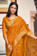 Chanderi Saree Marigold Yellow Chanderi Saree saree online