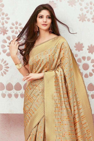 Oyster Gold Chanderi Saree
