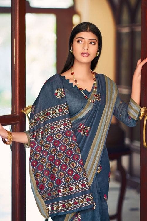 Chanderi Saree Persian Blue Chanderi Saree saree online