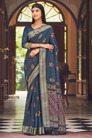 Chanderi Saree Persian Blue Chanderi Saree saree online