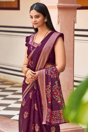 Chanderi Saree Purple Chanderi Saree saree online