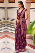 Chanderi Saree Purple Chanderi Saree saree online