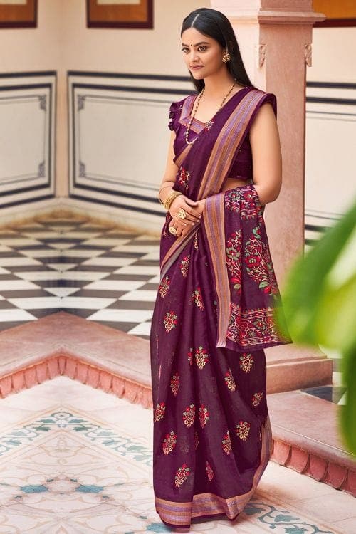 Chanderi Saree Purple Chanderi Saree saree online