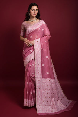 Rouge Pink Chanderi Saree