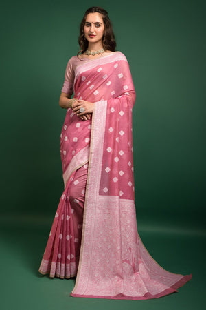 Rouge Pink Chanderi Saree