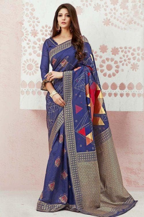 Royal Blue Chanderi Saree