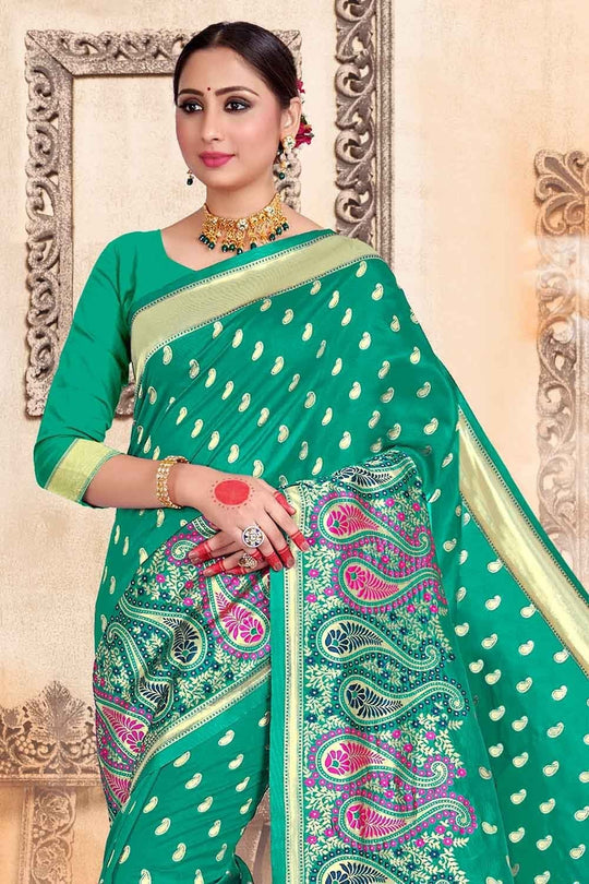 Sea Green Chanderi Saree