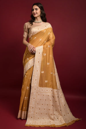 Tuscany Yellow Chanderi Saree