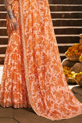 orange chiffon saree