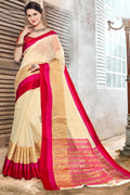 Beautiful Cream Chiffon Saree