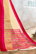 Beautiful Cream Chiffon Saree