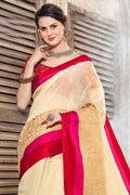 Beautiful Cream Chiffon Saree