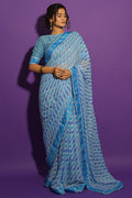 blue chiffon saree