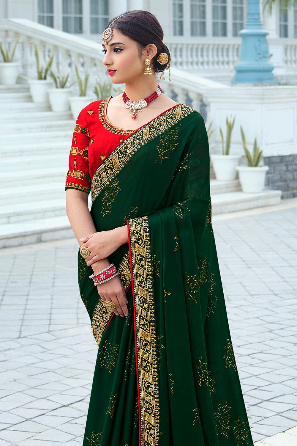 Multicolour embroidered pure chiffon saree by Calmna | The Secret Label