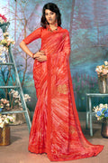 Chiffon Saree Ferrari Red Printed Chiffon Saree saree online