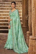 green chiffon saree