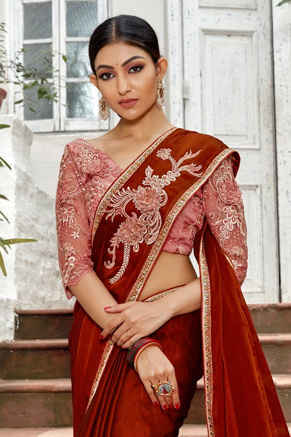 Black Saree with maroon blouse is ever exciting combination. | Saree  designs, Chiffon saree, Indian sarees