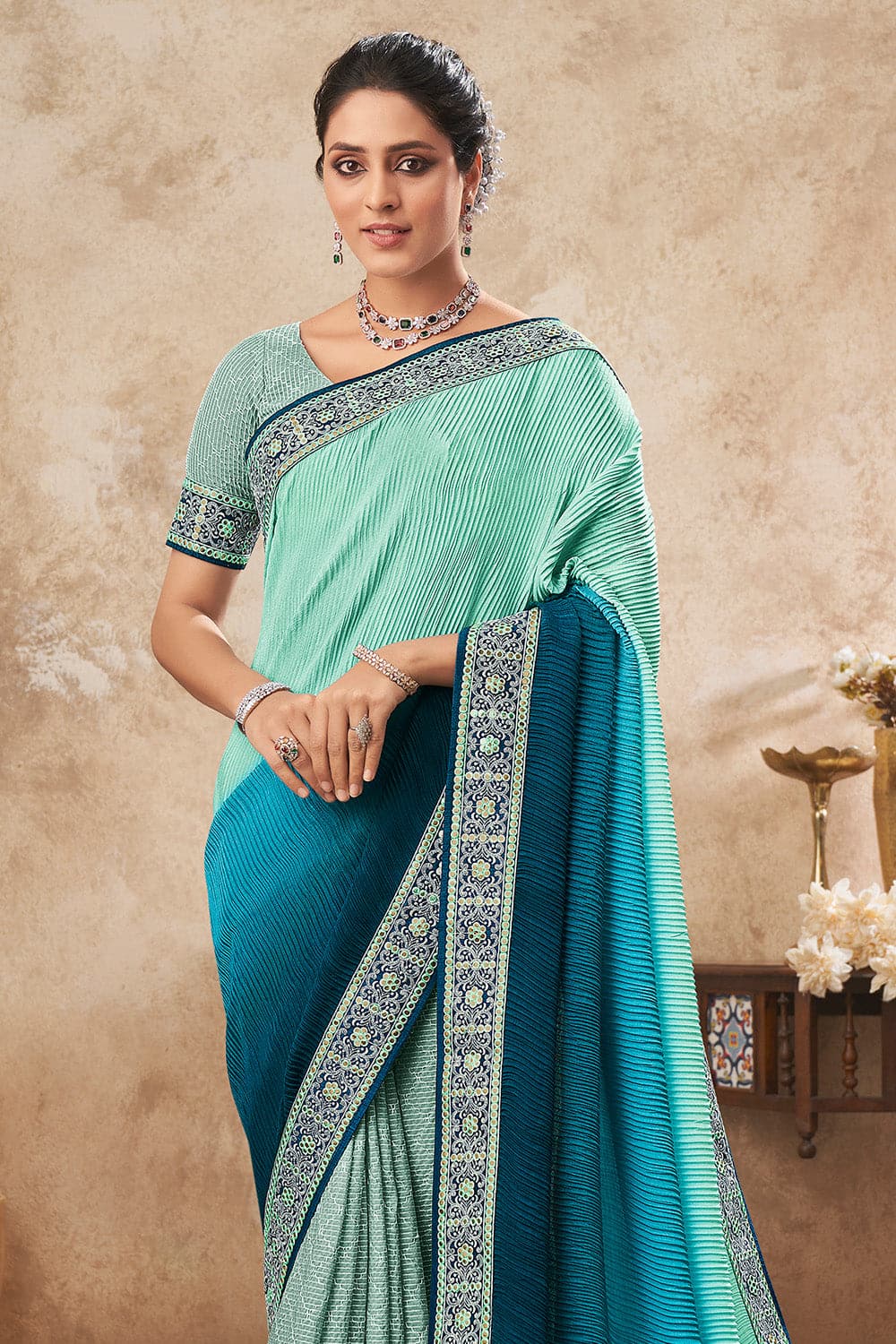 chiffon saree blouse design