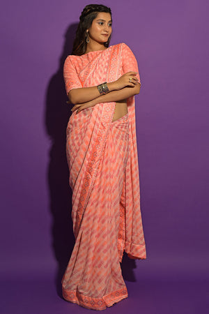 Peach Chiffon Saree