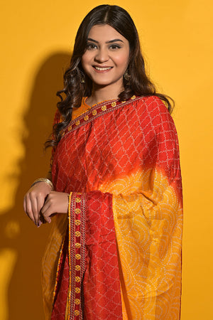 dual tone chiffon saree