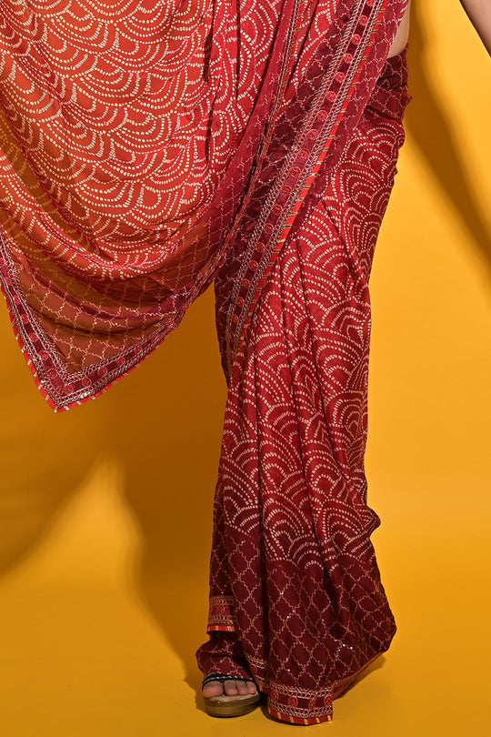 Rosewood Maroon Chiffon Saree