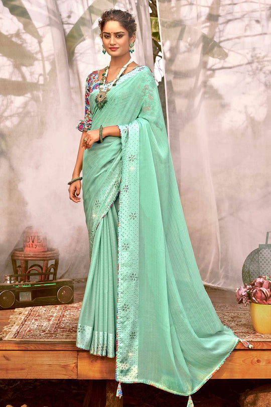 green chiffon saree