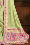 Tea Green Printed Chiffon Saree