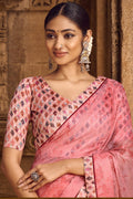 pink chiffon saree