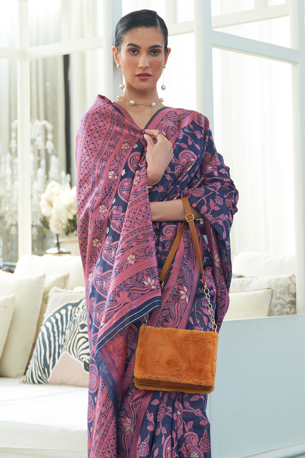 Buy Taffy Pink Chikankari Saree online-Karagiri