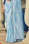 Chikankari Saree Sky Blue Chikankari Saree saree online