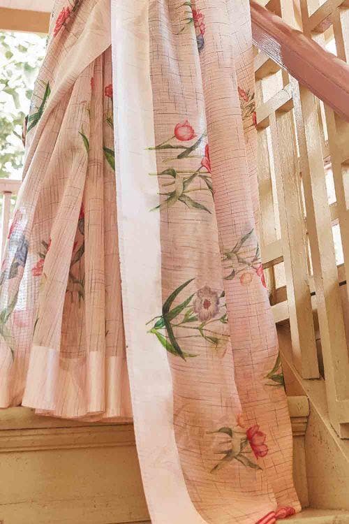 Cotton - Linen Saree Alabaster White Cotton - Linen Saree saree online