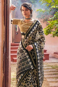 Cotton Linen Saree Charcoal Black Zari Woven Cotton Linen Saree saree online