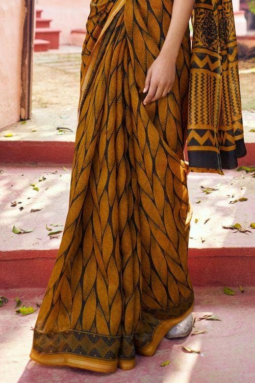 Cotton - Linen Saree Dijon Yellow Zari Woven Cotton Linen Saree saree online