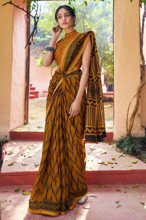 Cotton - Linen Saree Dijon Yellow Zari Woven Cotton Linen Saree saree online