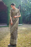 Cotton Linen Saree Dove Grey Zari Woven Cotton Linen Saree saree online